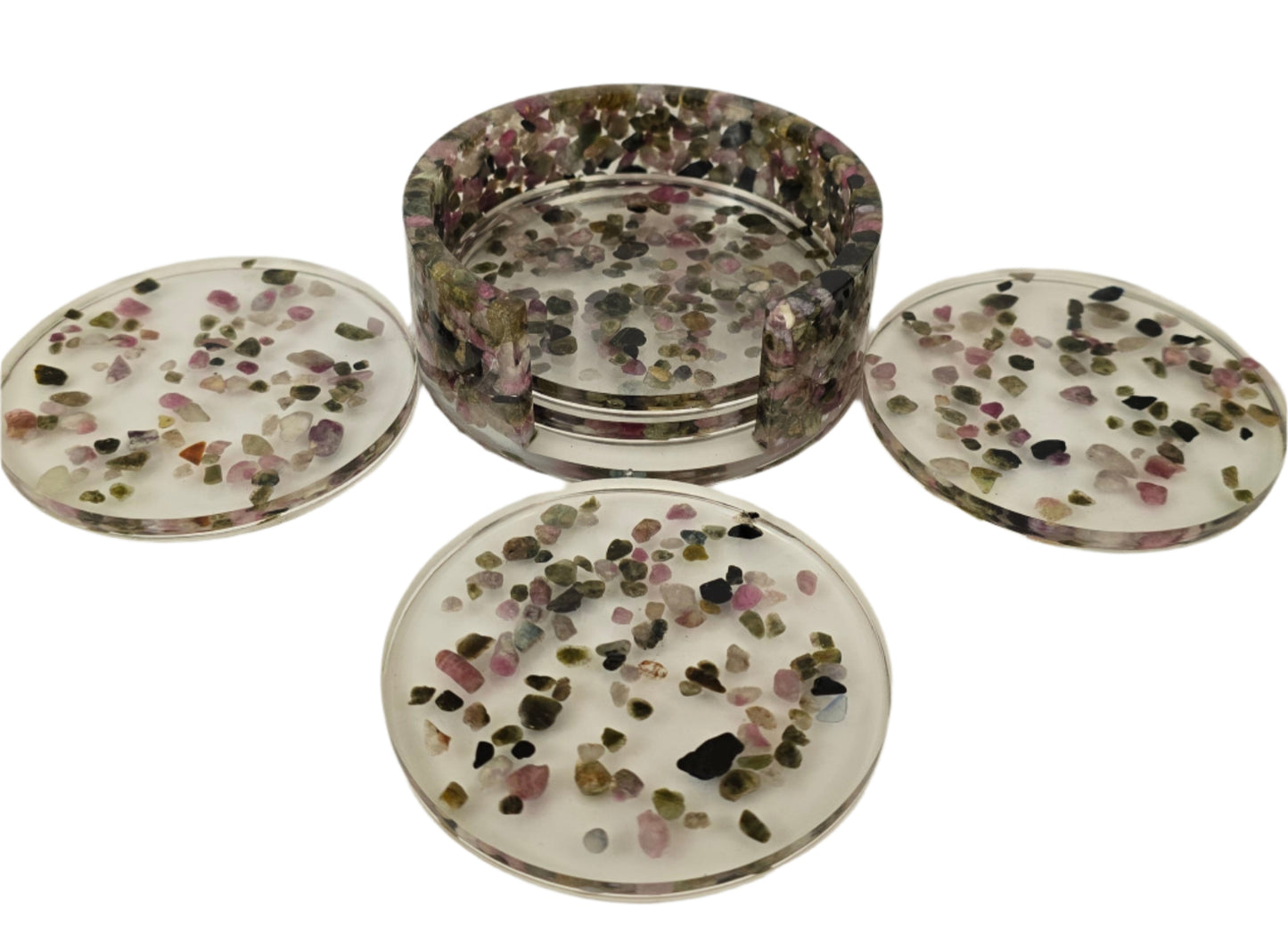 Round Coaster Set - Multi-color Tourmaline