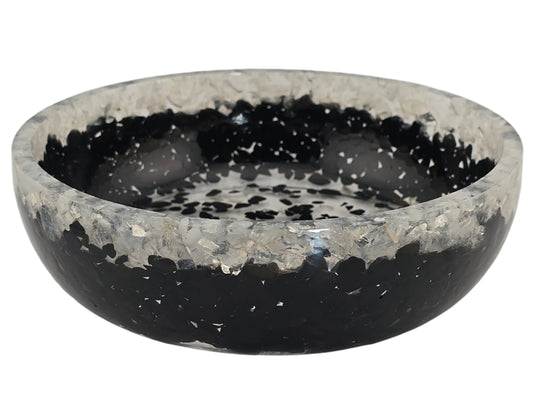 8" Decorative Pairing Bowl - Clear Quartz and Black Tourmaline
