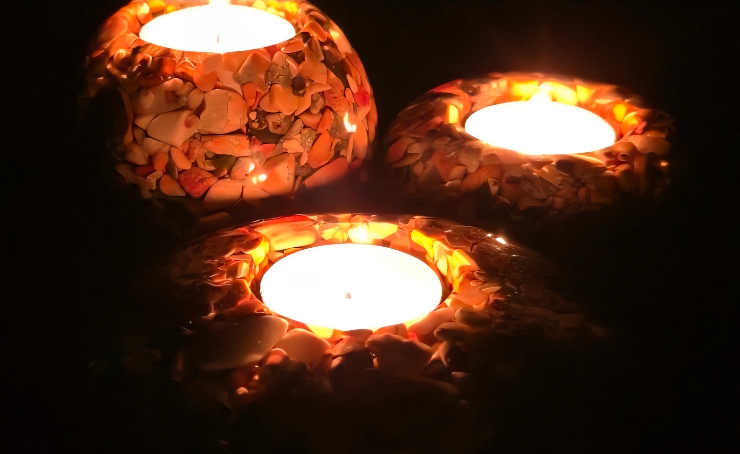 Modern Tea Light Holder Set - Maligano Jasper