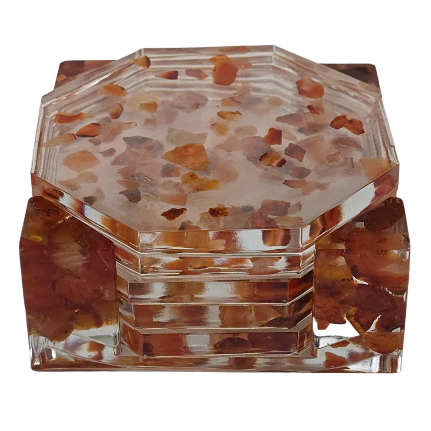 Octagon Coaster Set - Carnelian