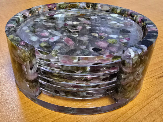 Round Coaster Set - Multi-color Tourmaline