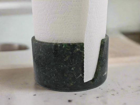 Aventurine Paper Towel Holder on countertop
