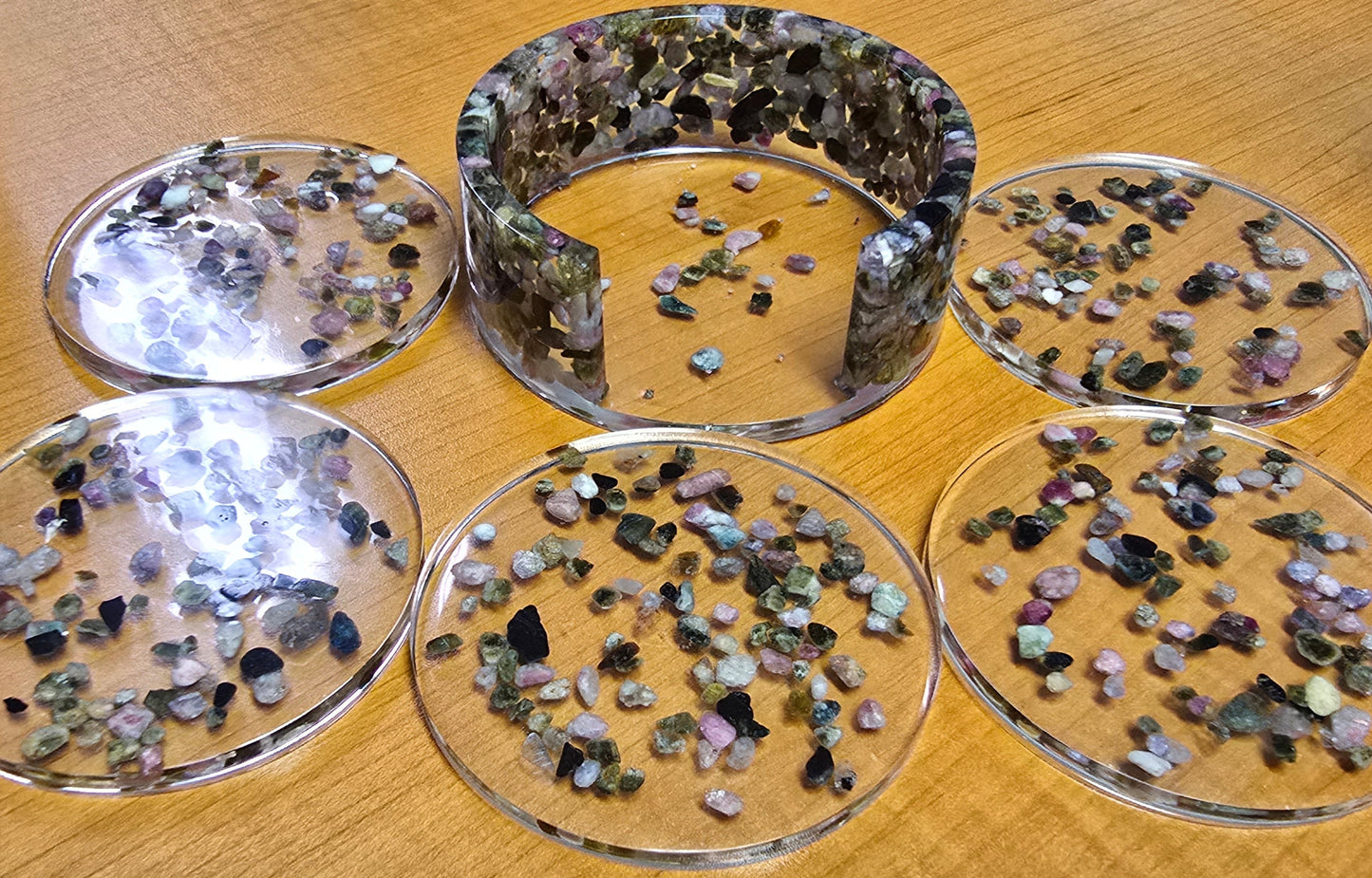 Round Coaster Set - Multi-color Tourmaline