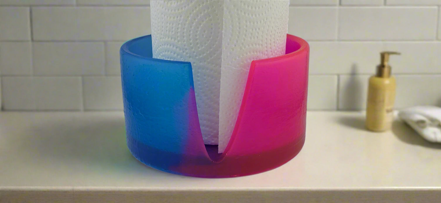 Glow-in-the-Dark Large Paper Towel Holder- Blue/Pink Counter top