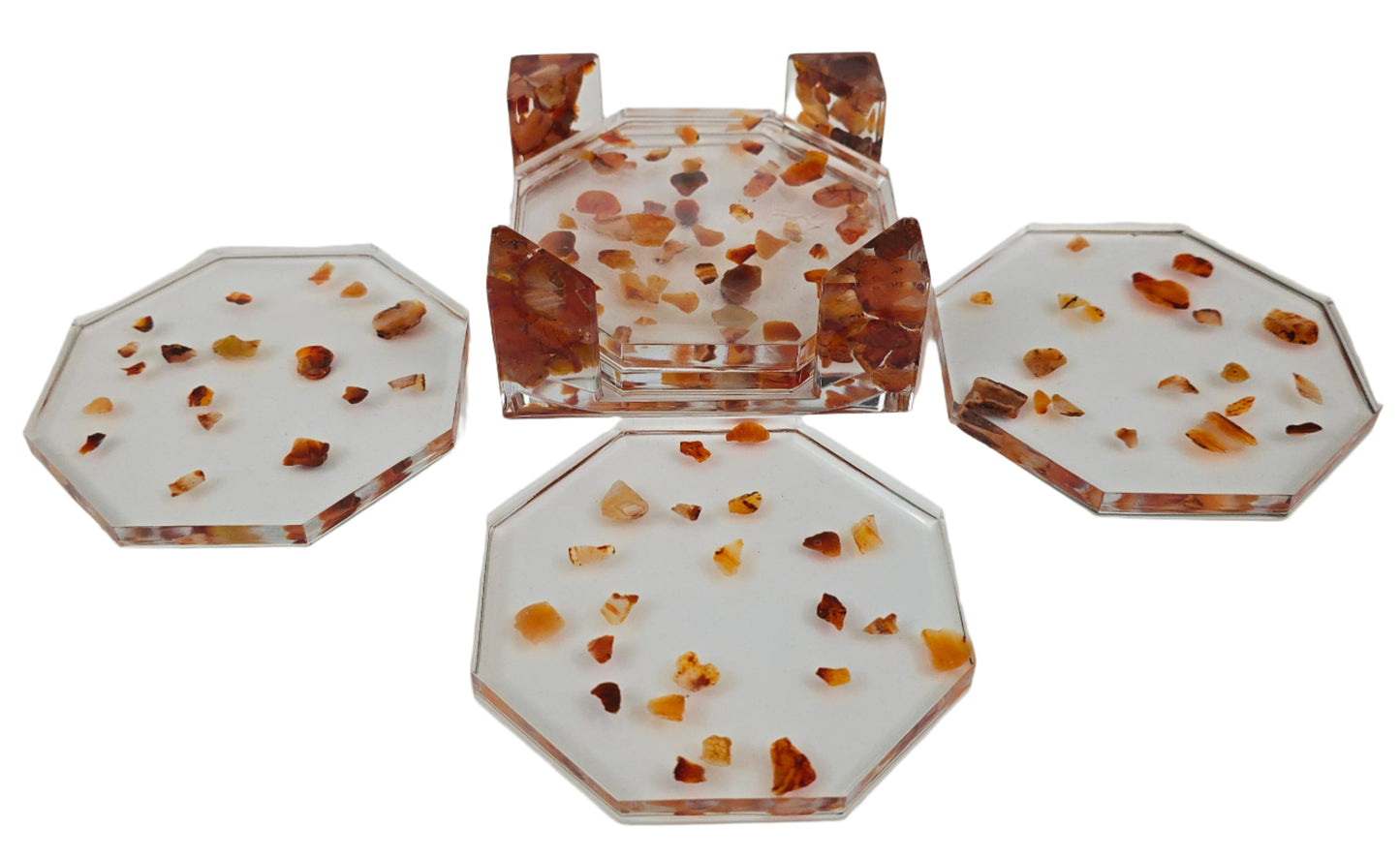 Octagon Coaster Set - Carnelian