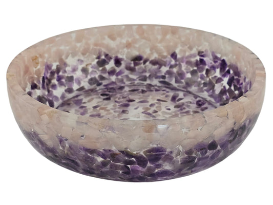 8" Decorative Pairing Bowl - Rose Quartz and Amethyst