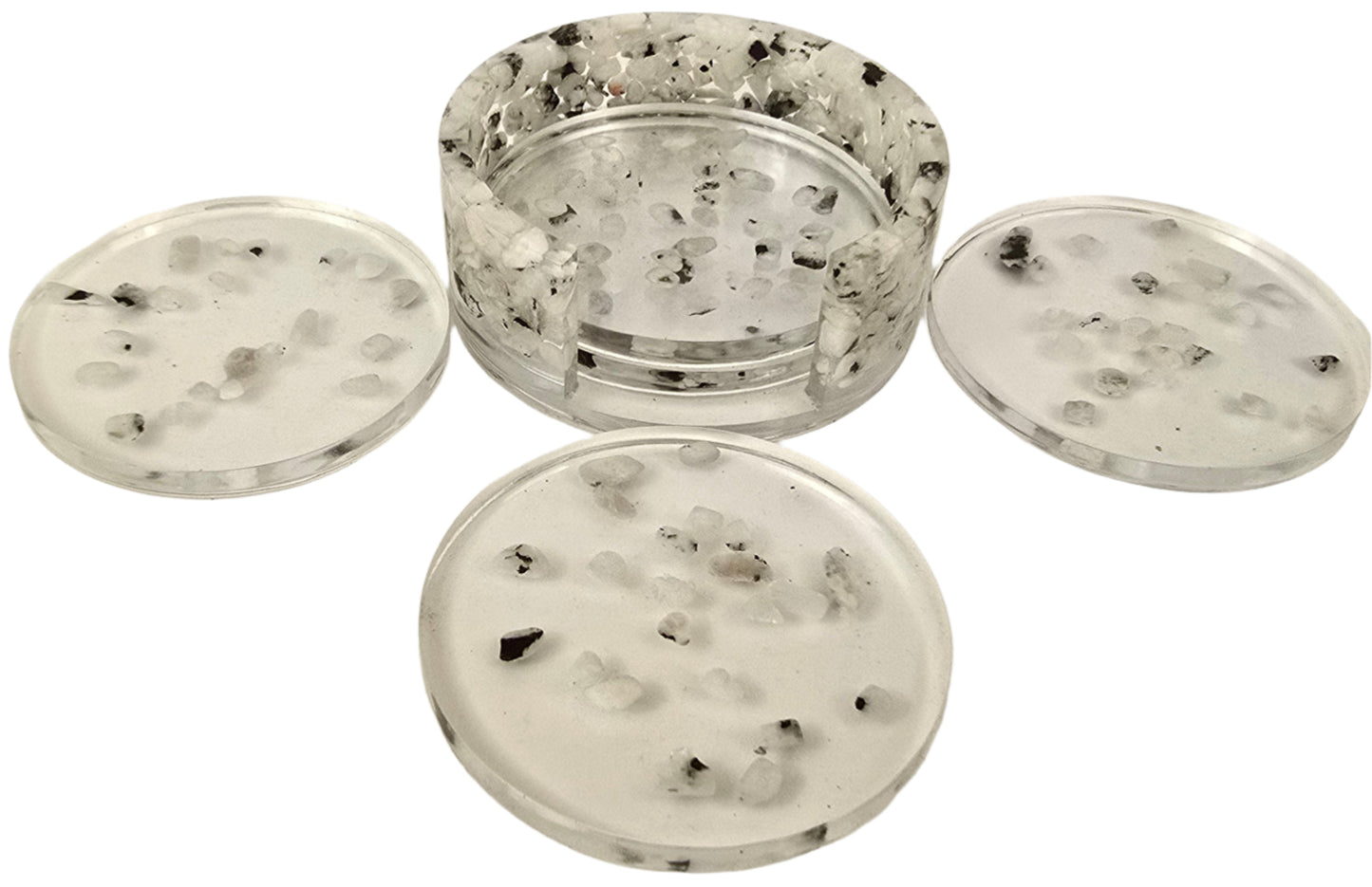 Round Coaster Set - Rainbow Moonstone