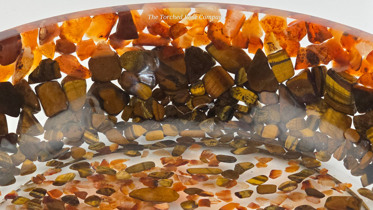 8" Decorative Pairing Bowl - Carnelian and Tiger's Eye