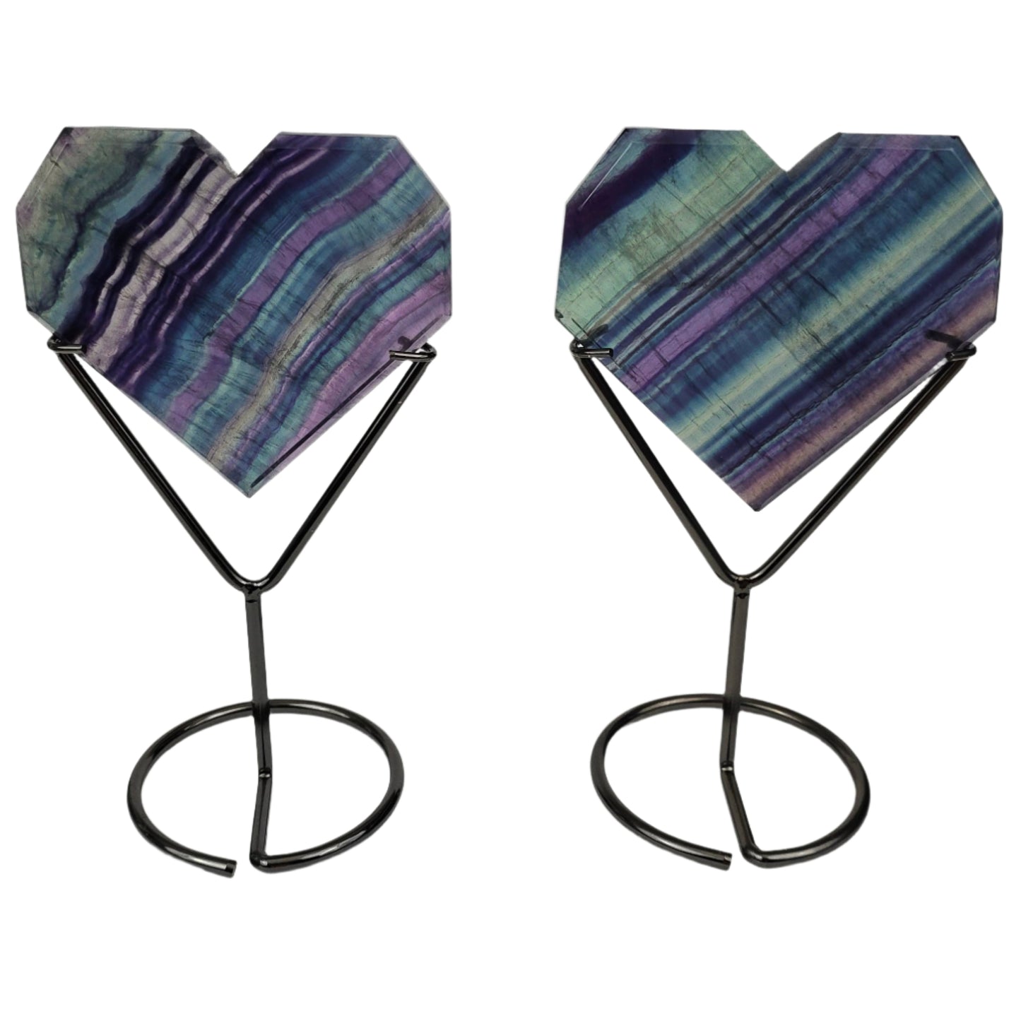 Rainbow Fluorite Slab Heart /w Stand