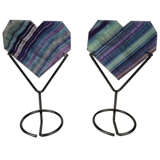 Rainbow Fluorite Slab Heart /w Stand