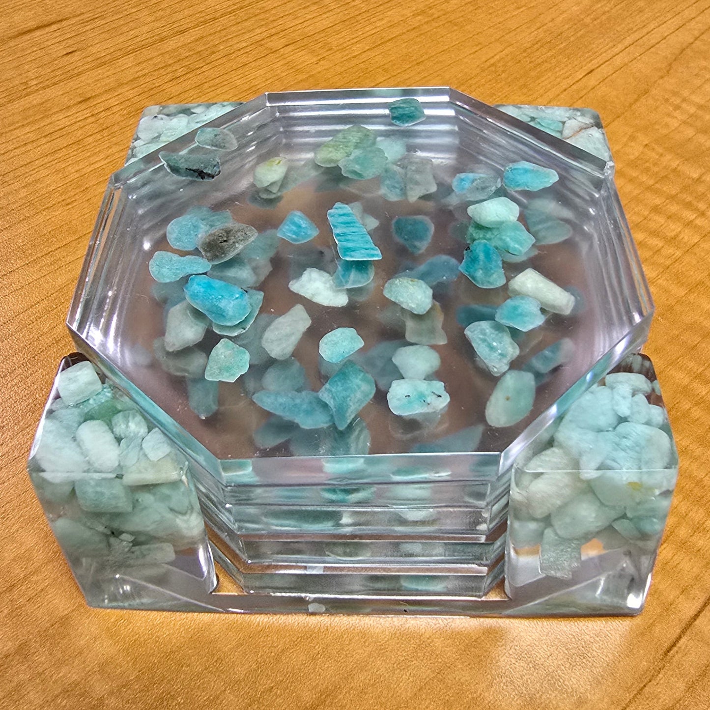Octagon Coaster Set - Amazonite