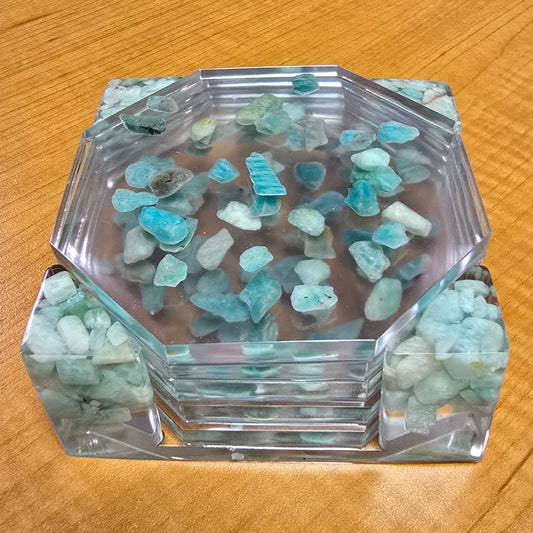Octagon Coaster Set - Amazonite