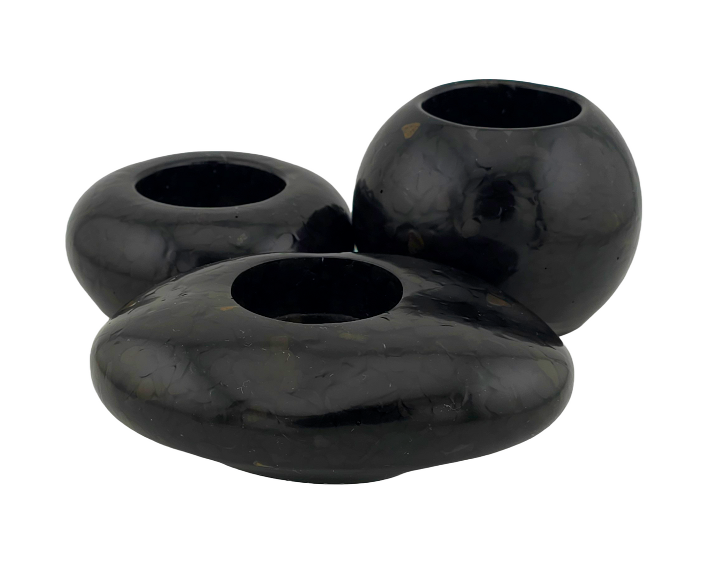 Modern Tea Light Holder Set - Black Tourmaline