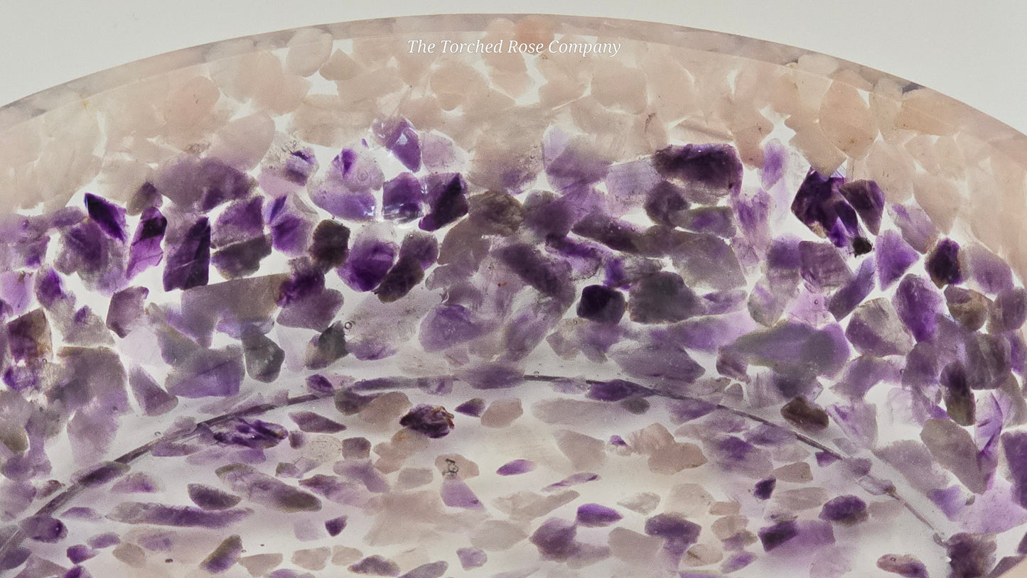 8" Decorative Pairing Bowl - Rose Quartz and Amethyst