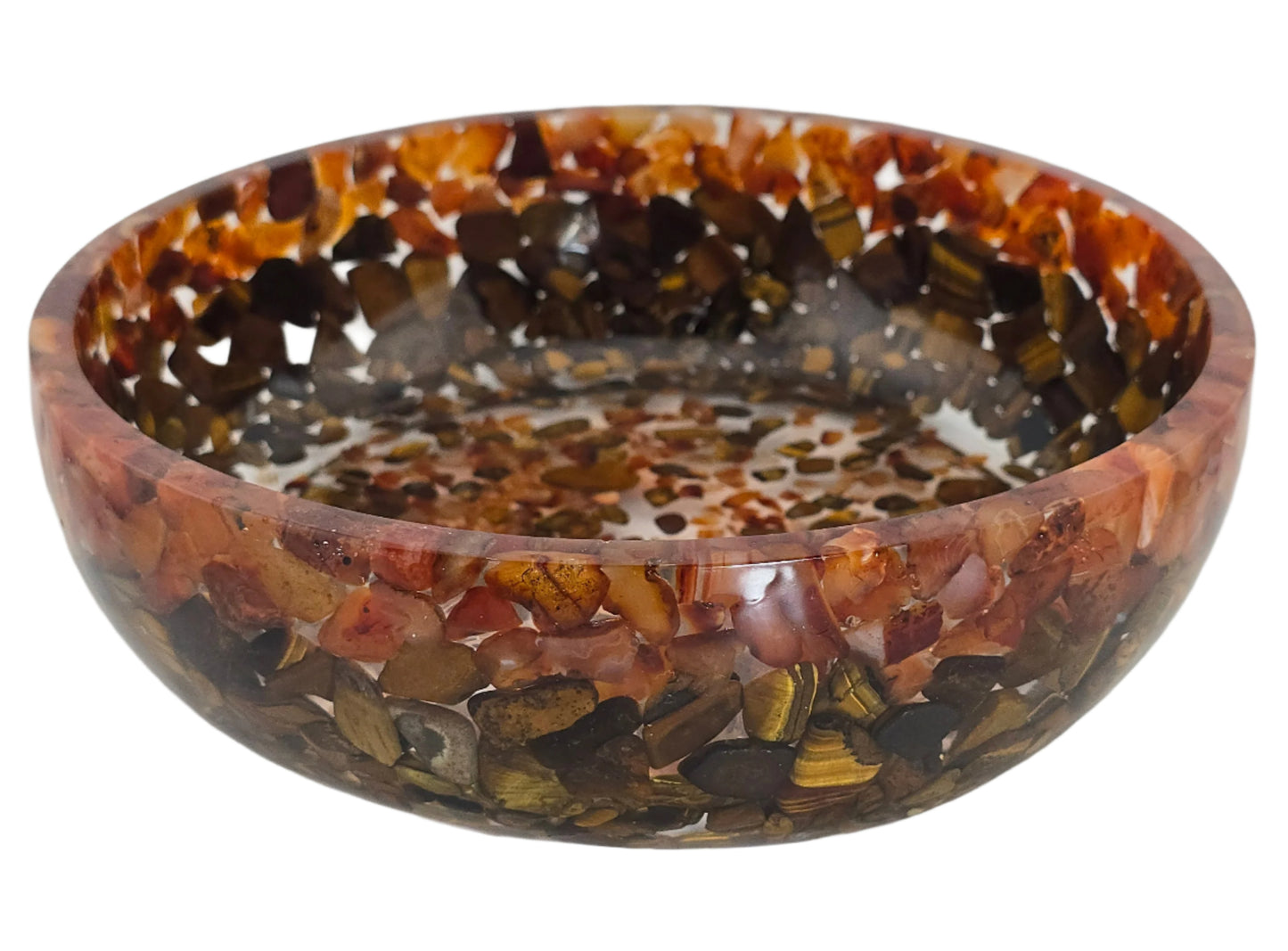 8" Decorative Pairing Bowl - Carnelian and Tiger's Eye