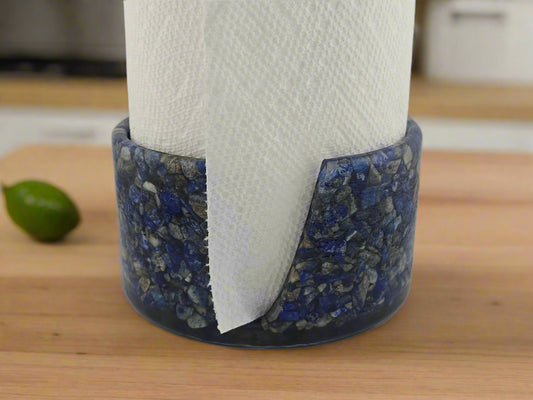 Large Epoxy Resin Paper Towel Holder featuring Lapis Lazuli Countertop