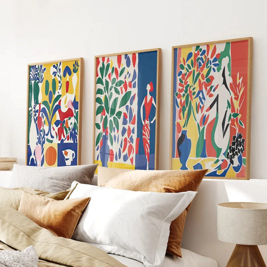 Modern Colorful Floral Matisse Wall Art Set