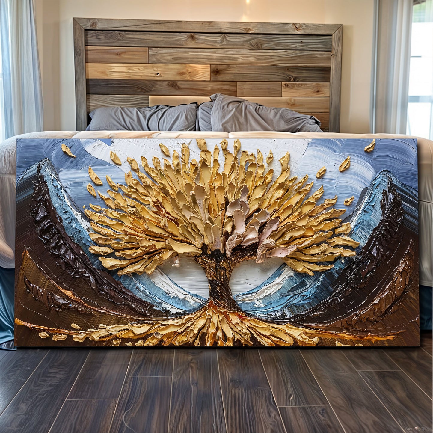 Golden Resilience Impasto Wall Art