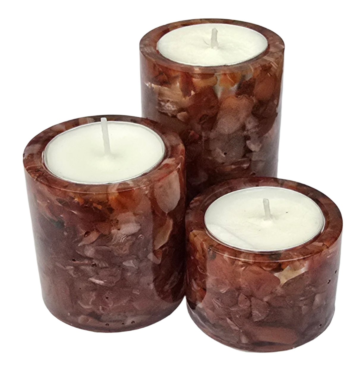 Cylinder Tea Light Holders - Carnelian