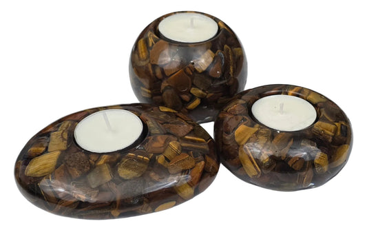 Modern Tea Light Holders - Tiger's Eye