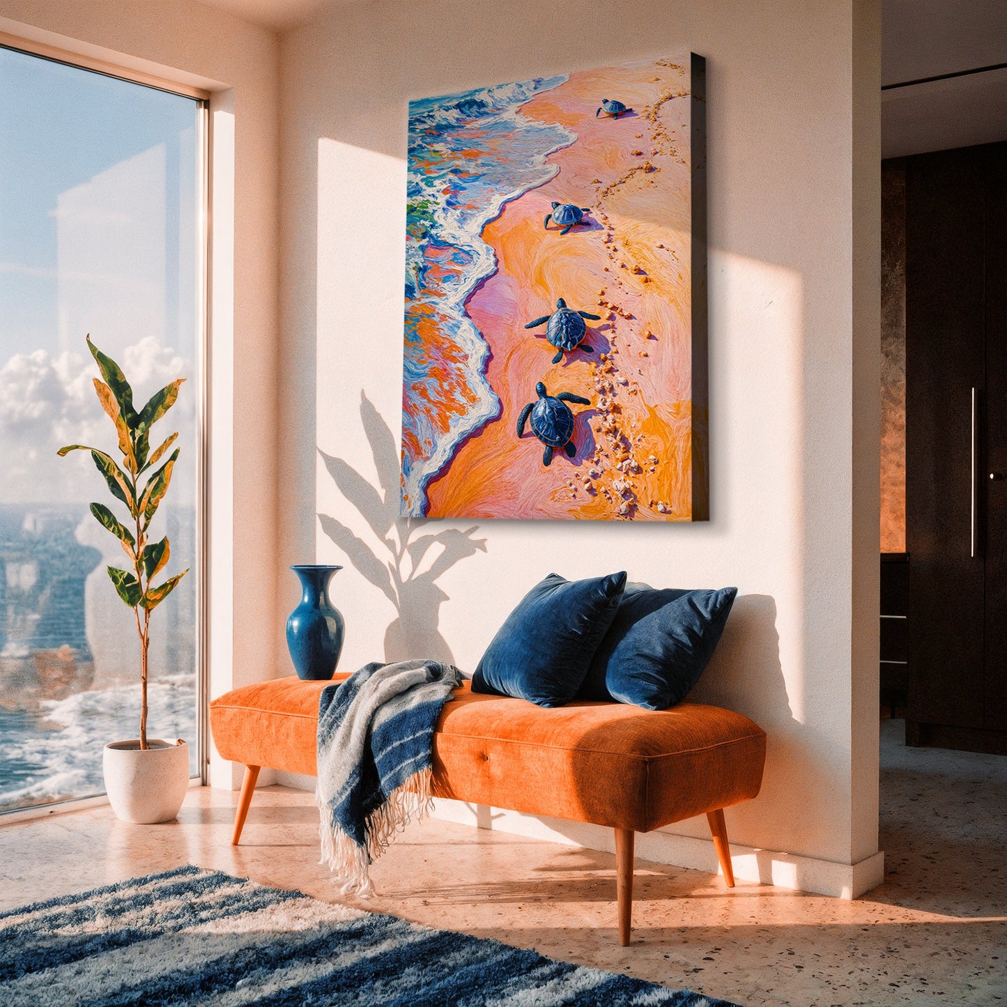 Turtles' Journey To The Sea Wall Art