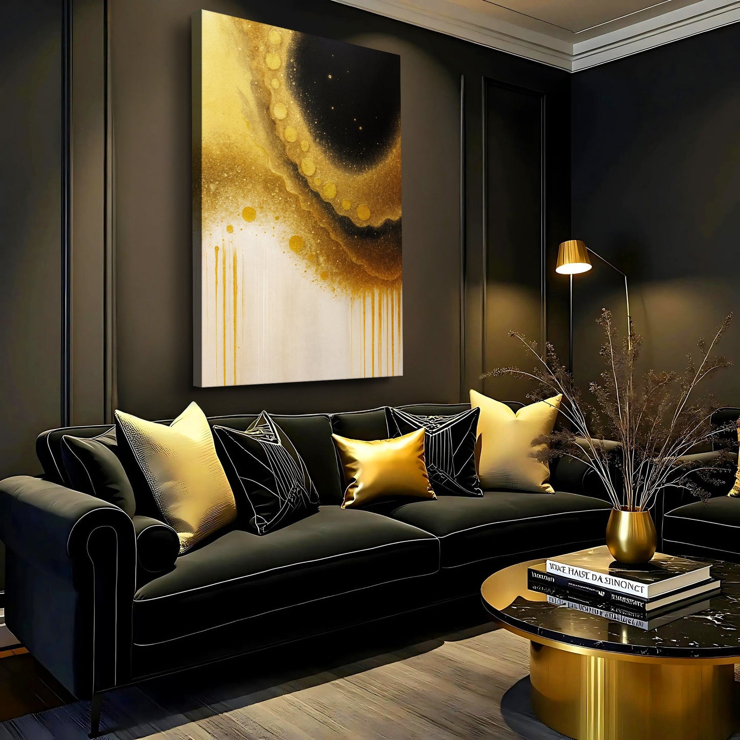 Minimalist Black and Gold Wall Art