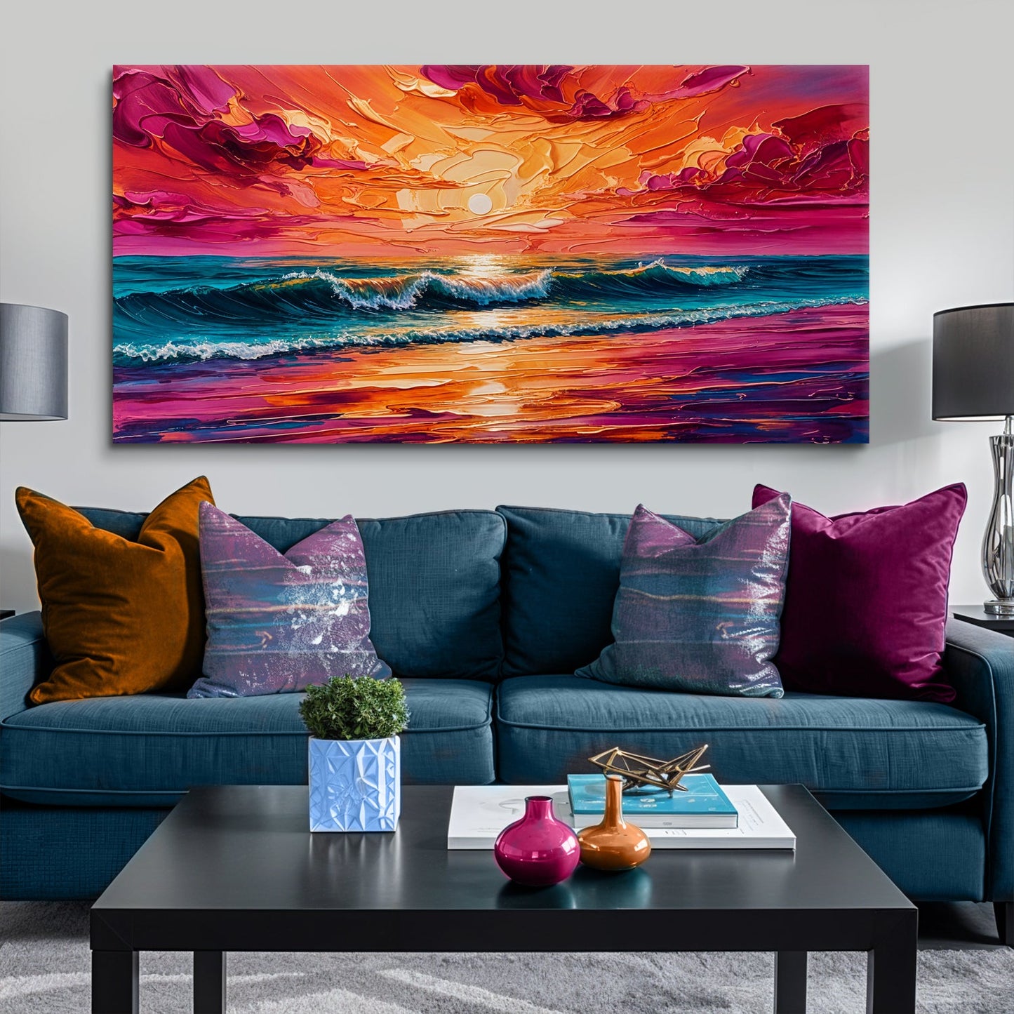Coastal Sunset Impasto Wall Art
