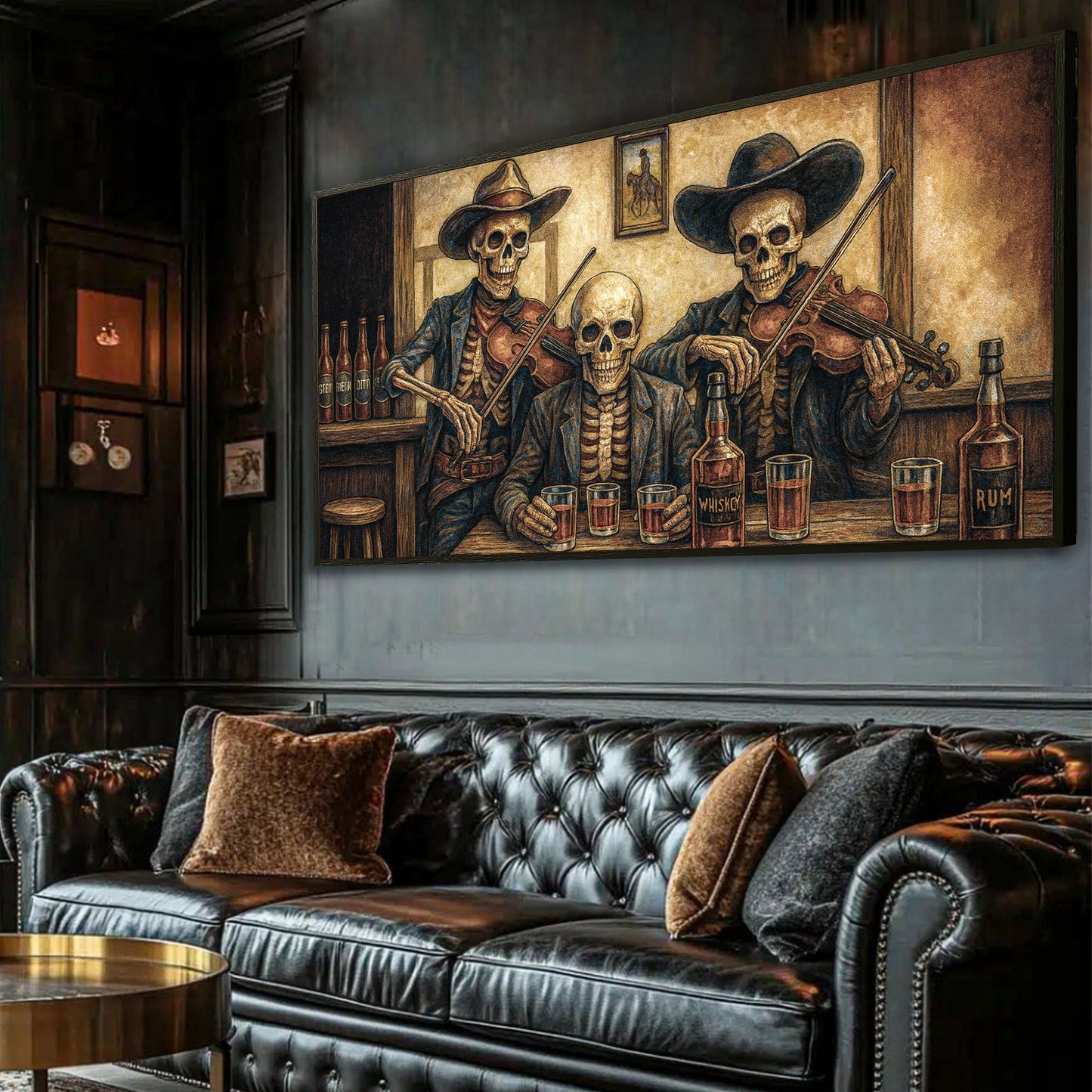 Cowboy Skeletons Western Bar Wall Art