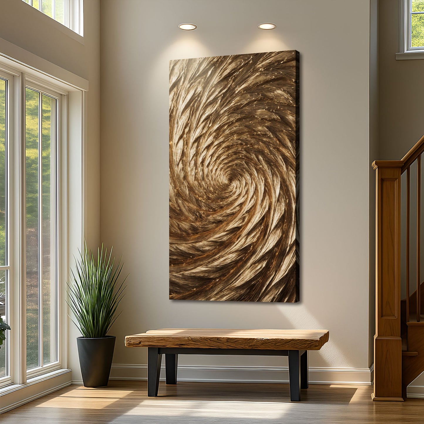 Gold Spiral Abstract Wall Art