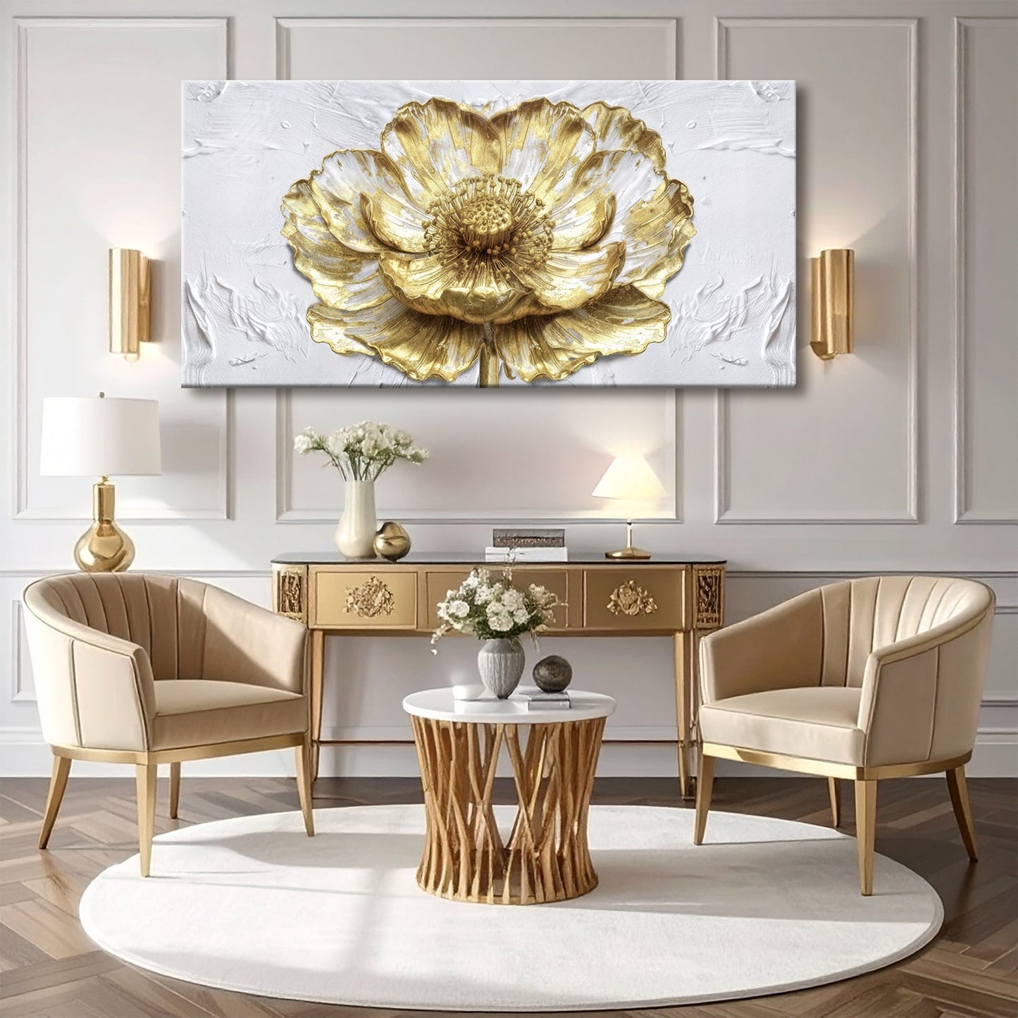 Golden Dandelion Minimalist Abstract Wall Art V