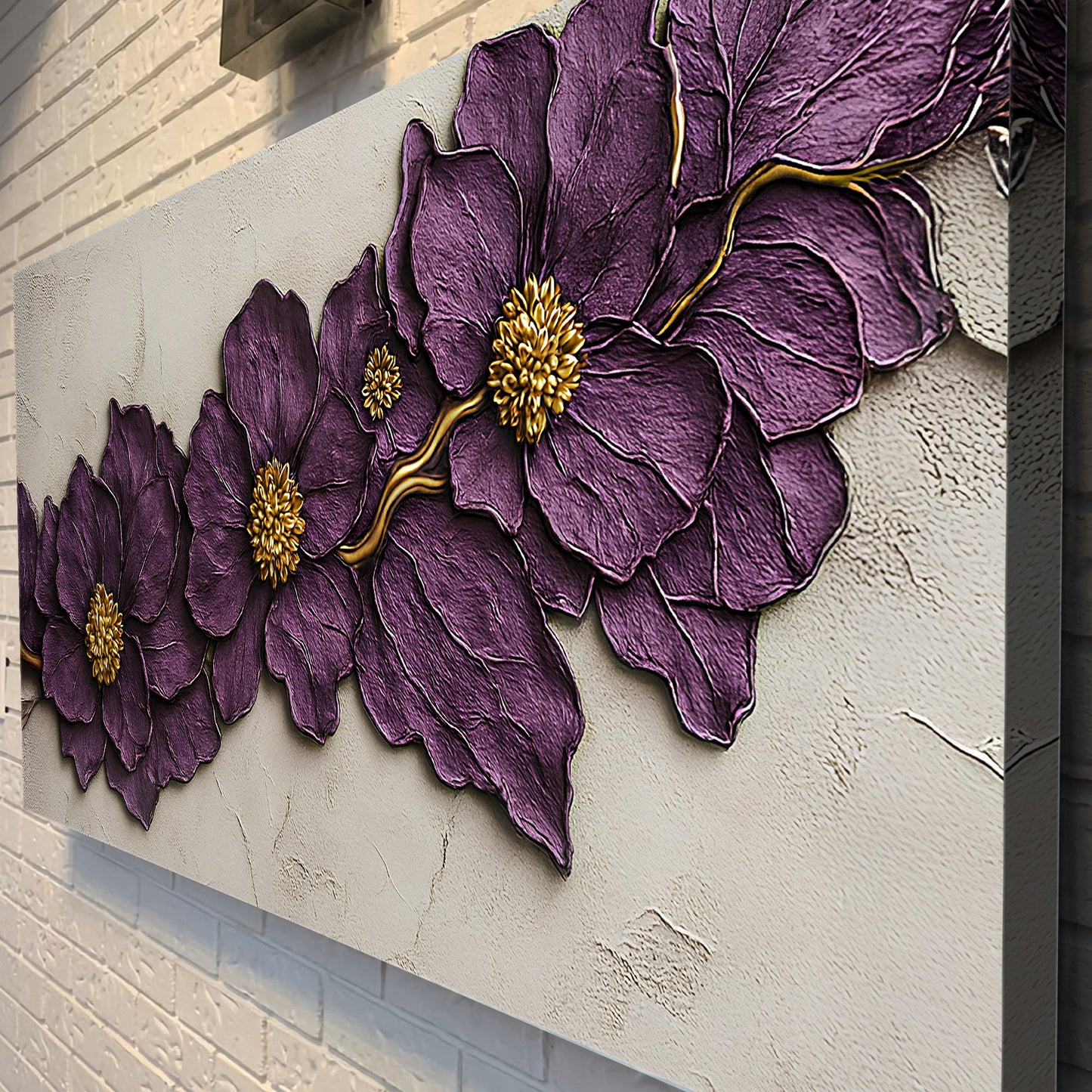 Purple Flower Plaster Wall Art