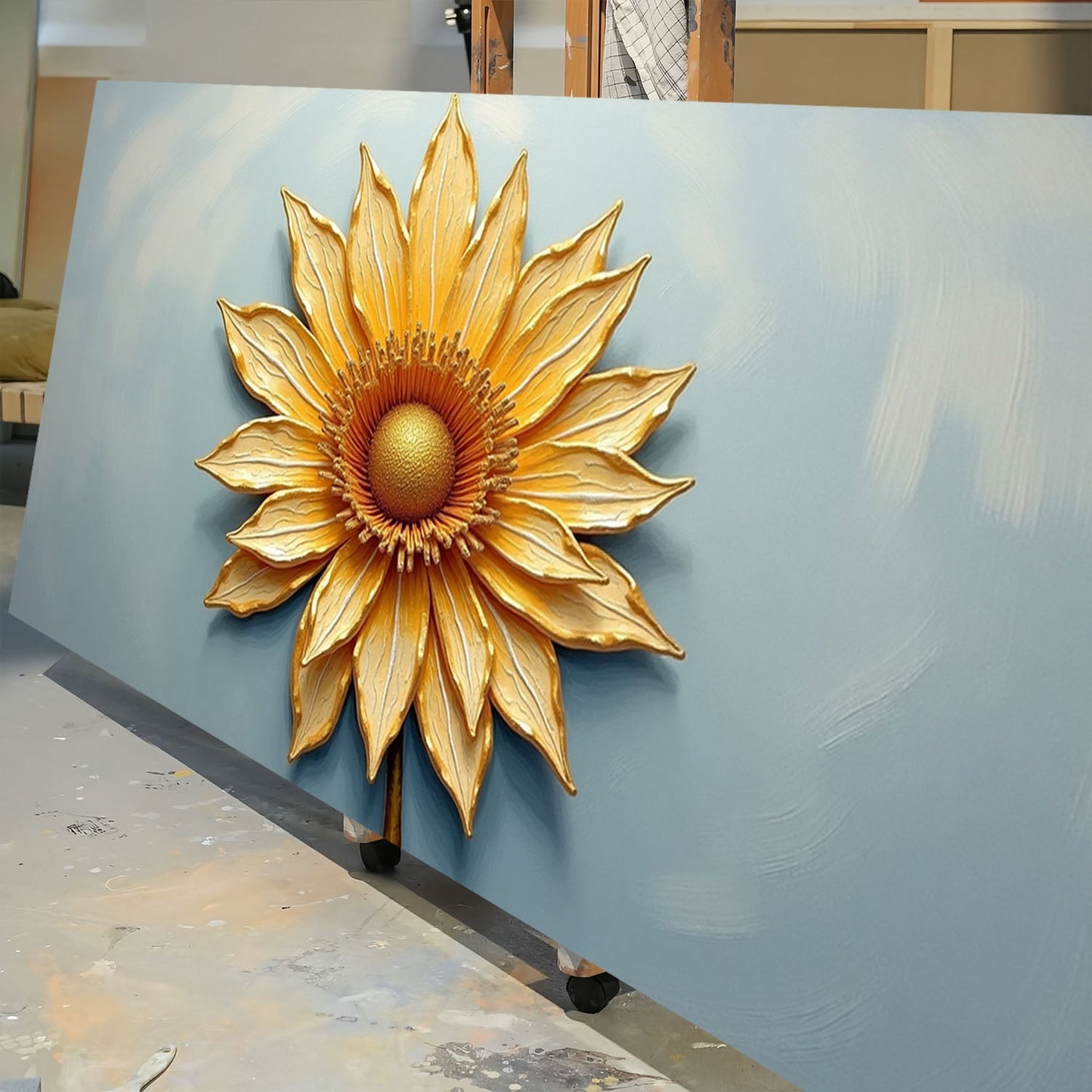 Golden Dandelion Minimalist Abstract Wall Art II