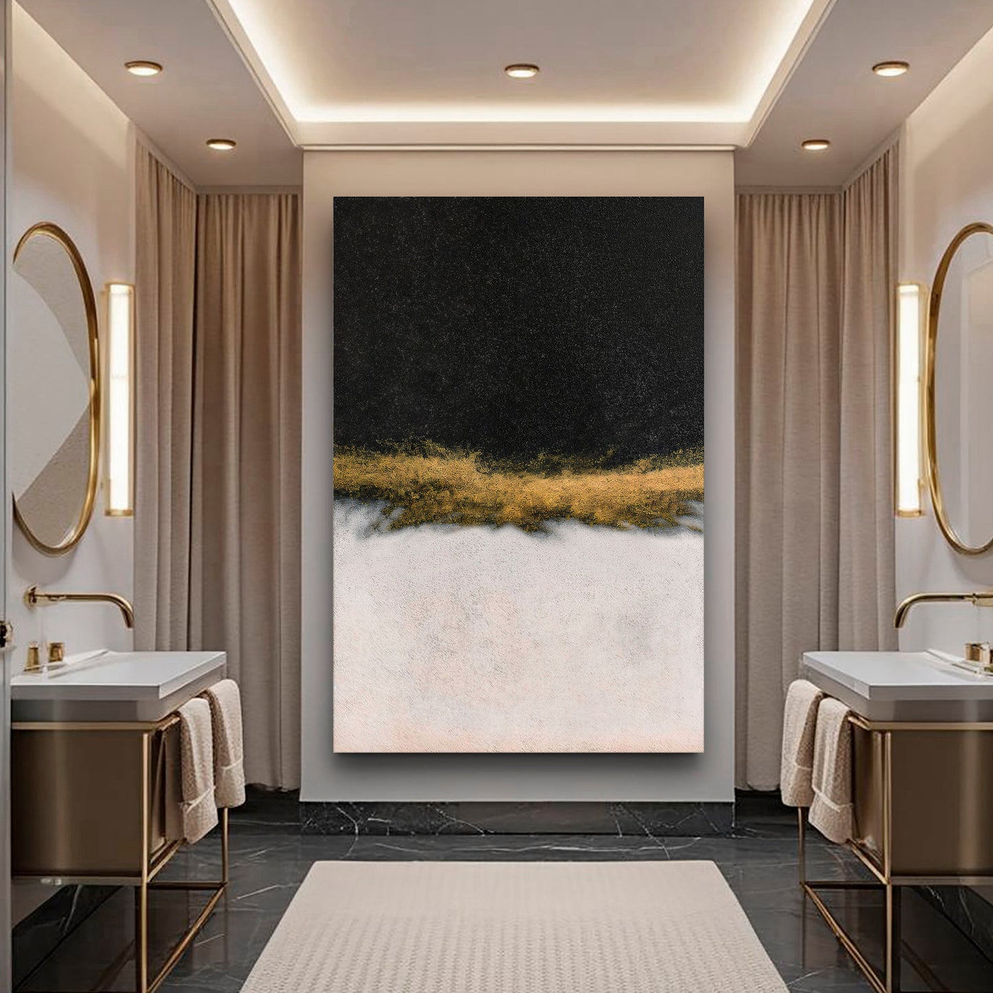 Minimalist Black and Gold Wall Art II