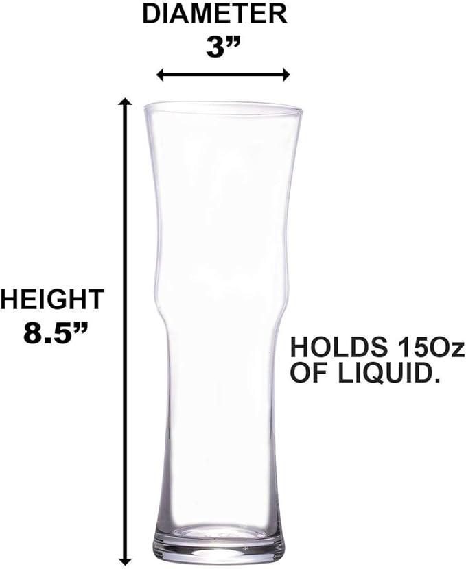 Tall Napoli Hurricane Cocktail Glasses - Handcrafted Cocktail Glass Set (15oz)