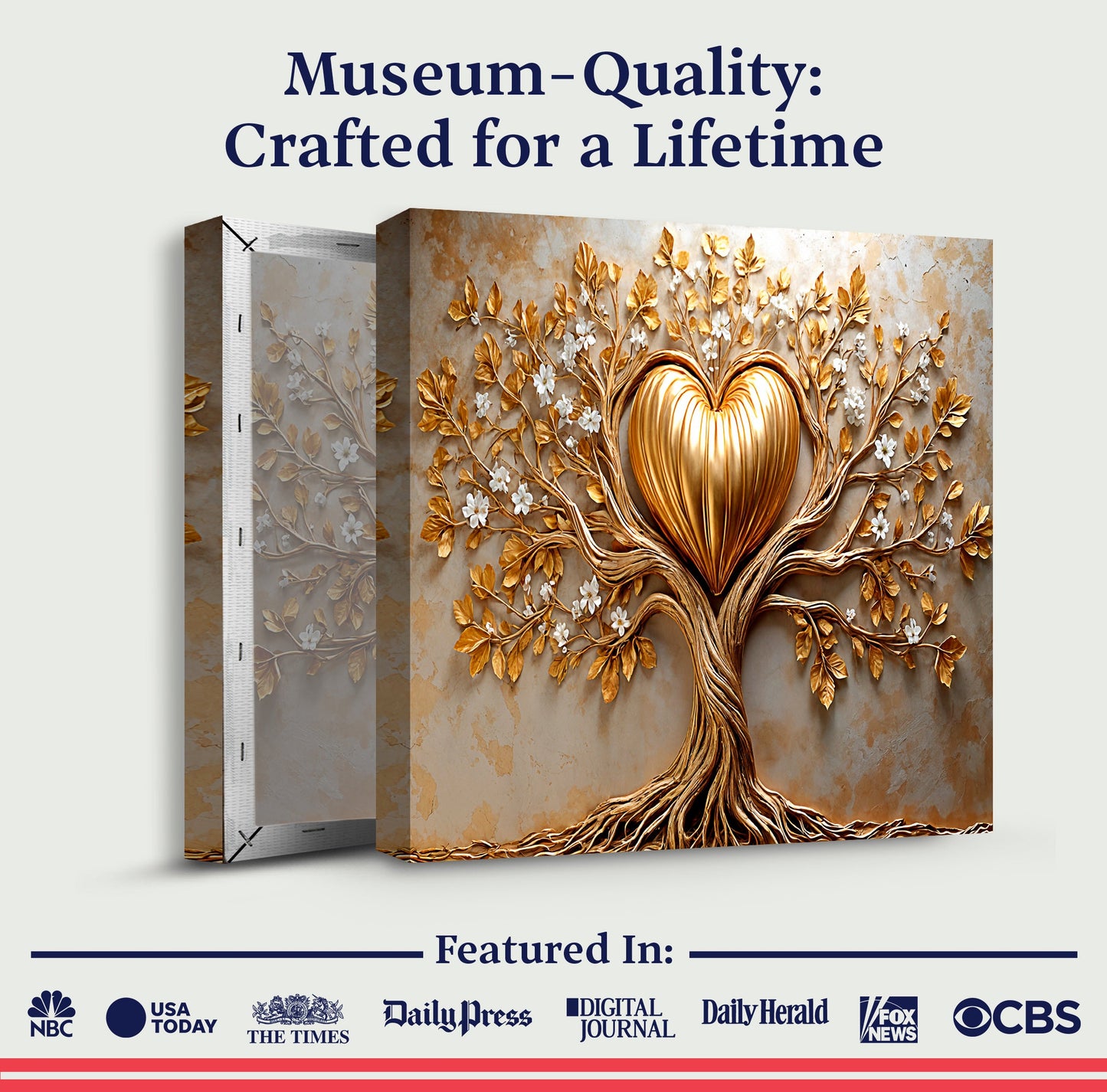 Golden Tree Heart Wall Art