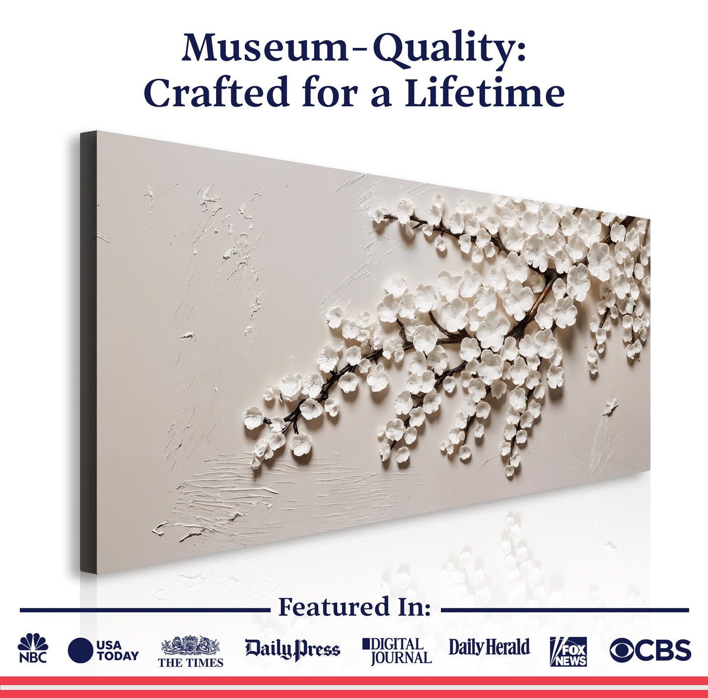 White Cherry Blossom Wall Art