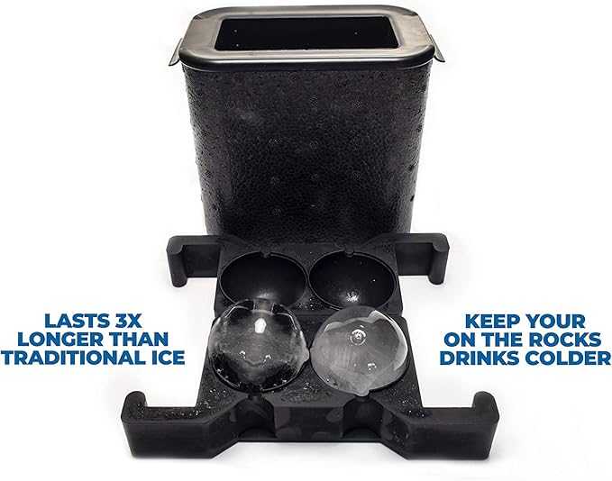 Premium Round Sphere Ice-Cube Maker Mold- 2 Crystal Clear Ice Cubes