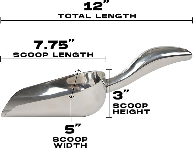 Stainless Steel Utility Ice Scoop - 12 Inches