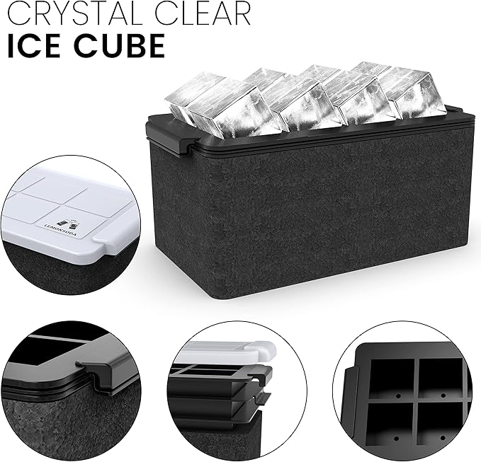 Crystal Clear Ice Cube Maker Mold - Eight 2" Square Ice Cubes
