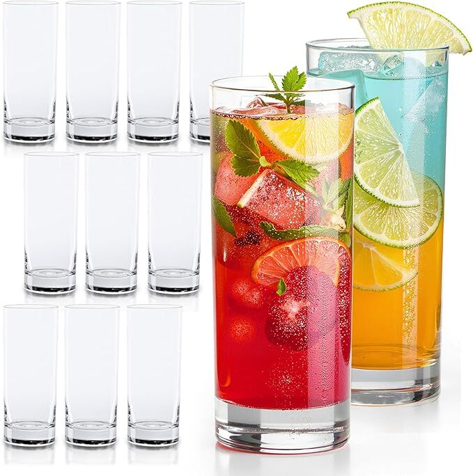 Highball Glasses Heavy Base Tom Collins Glasses - 12/15-Ounce Cups