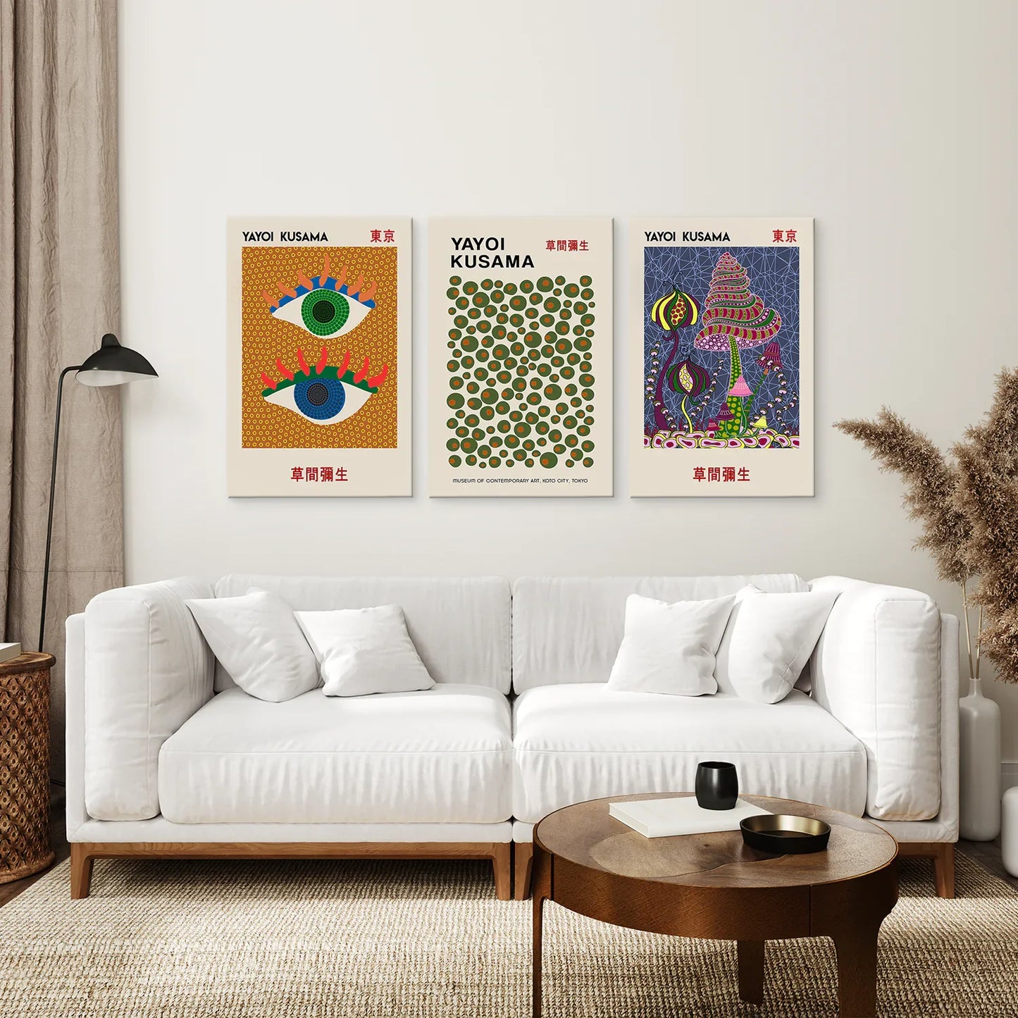 Yayoi Kusama Exhibition Wall Art Set of 3 Prints