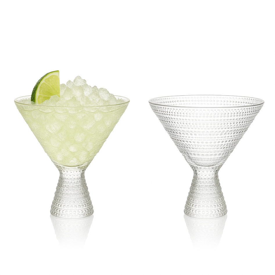 Clear Hobnail Martini Glasses - Embossed Martini Glasses - 9oz