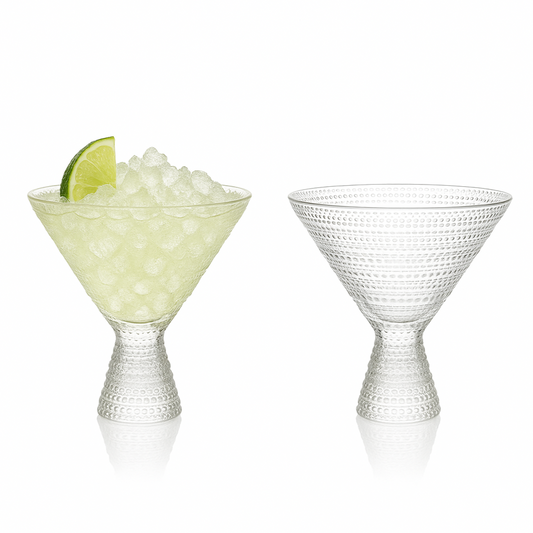 Clear Hobnail Martini Glasses - Embossed Martini Glasses - 9oz