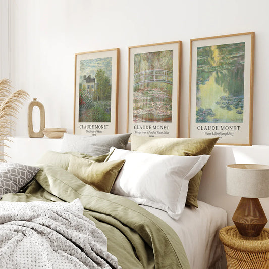 Vintage Farmhouse Decor Set of 3 Prints. Claude Monet