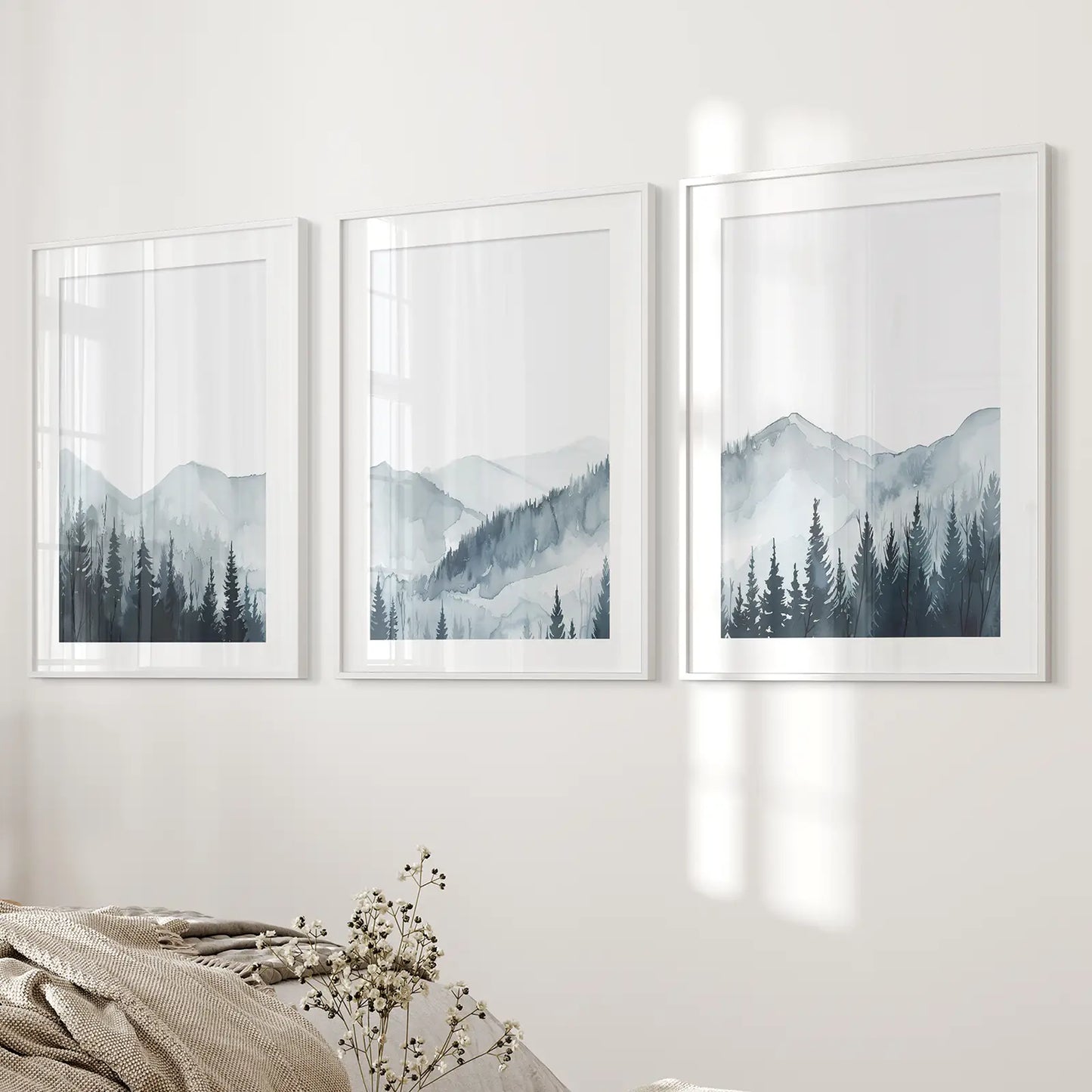 Watercolor Mountain Landscape Wall Art Posters