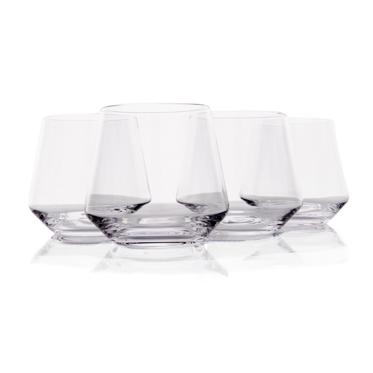 Crystal Old Fashioned Whiskey Glasses - Set of 4 - 13.5oz