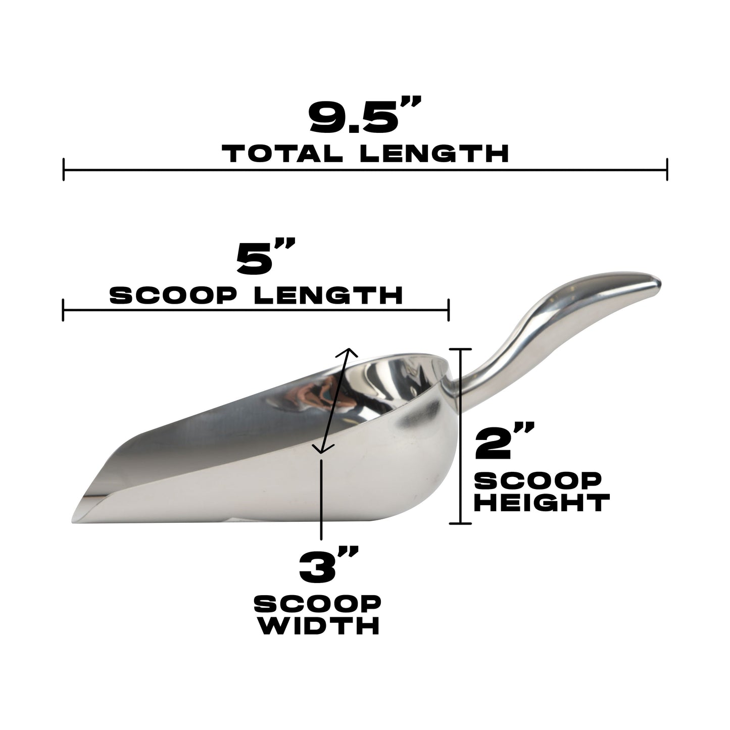 Stainless Steel Utility Ice Scoop -  9.5 Inches