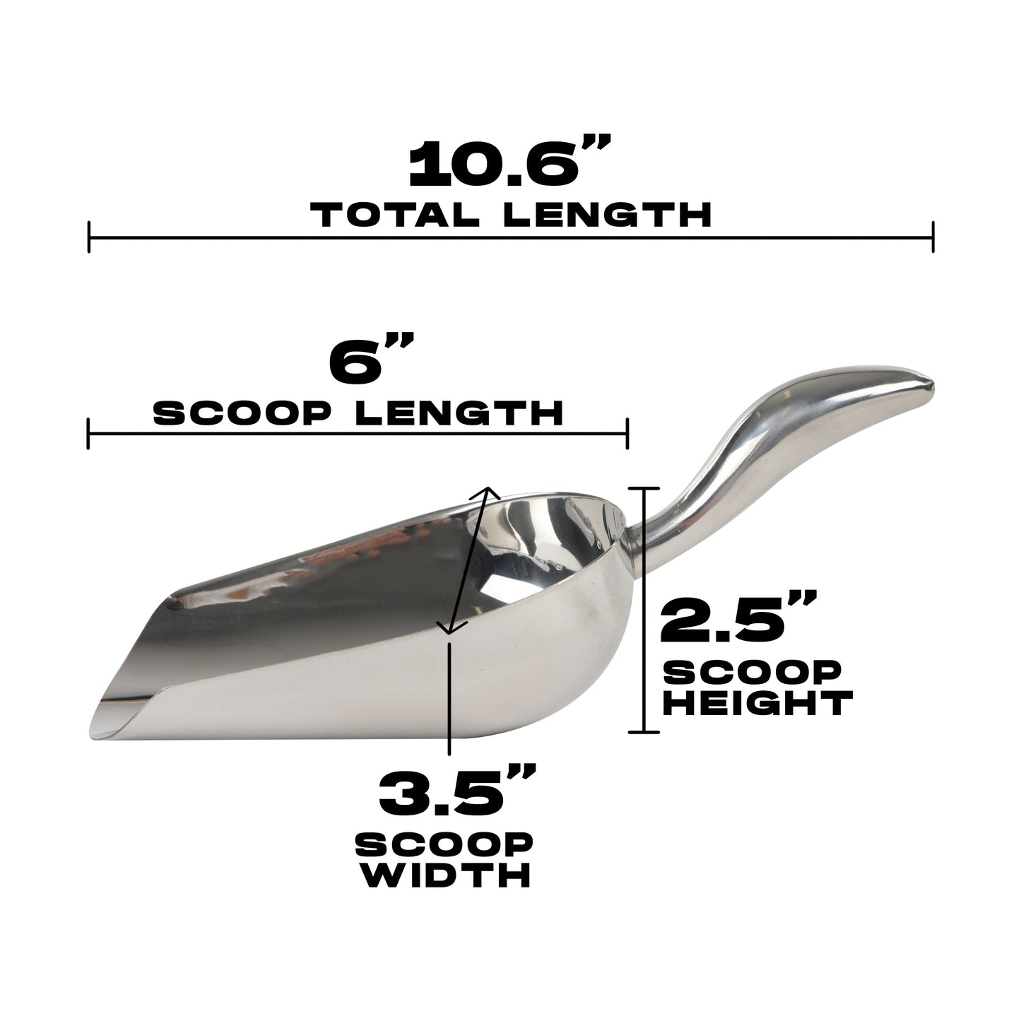Stainless Steel Utility Ice Scoop - 10.6 Inches