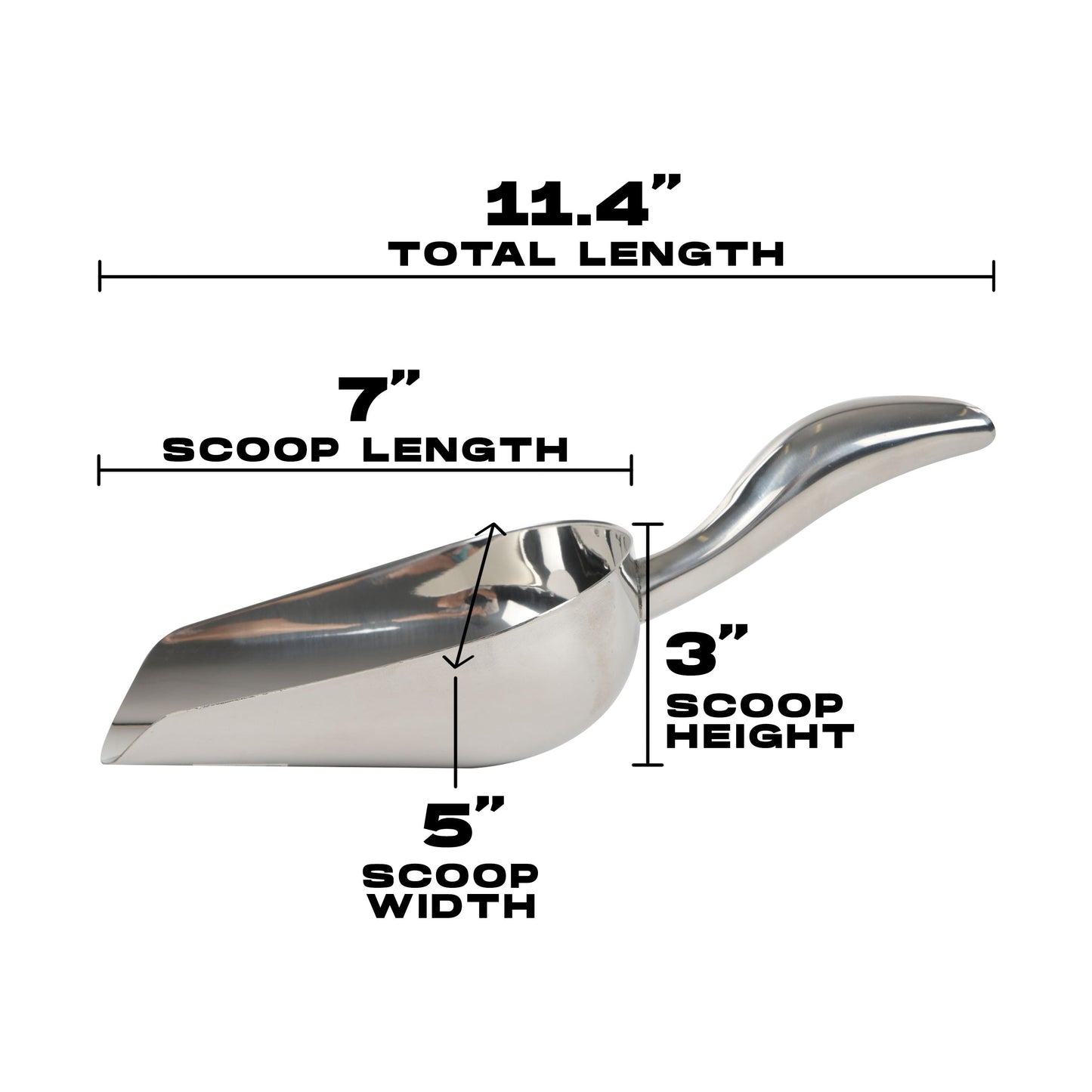 Stainless Steel Utility Ice Scoop - 11.4 Inches