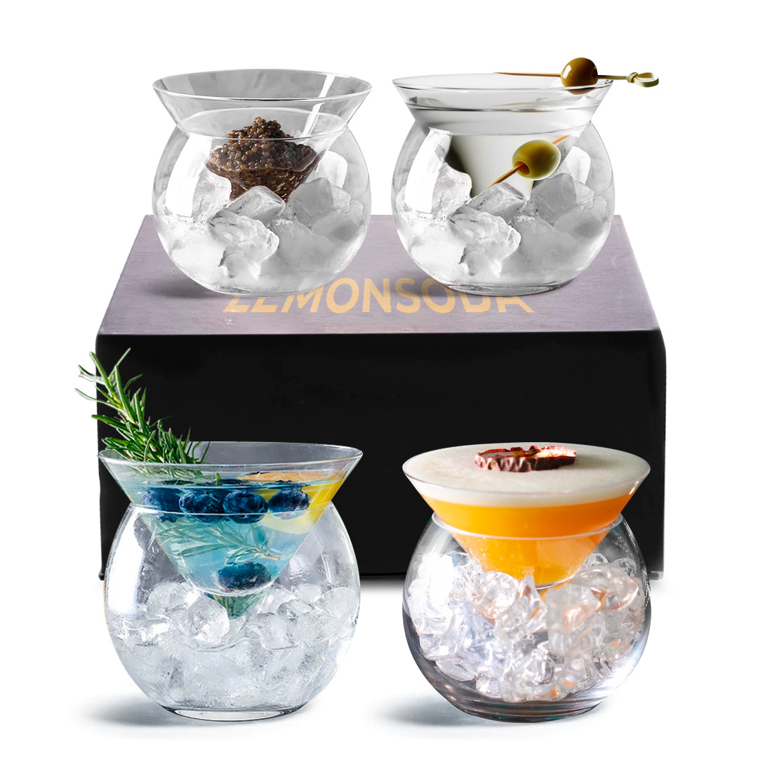 Stemless Martini Glasses With Chiller 5.5oz - (Set of 2 or 4)